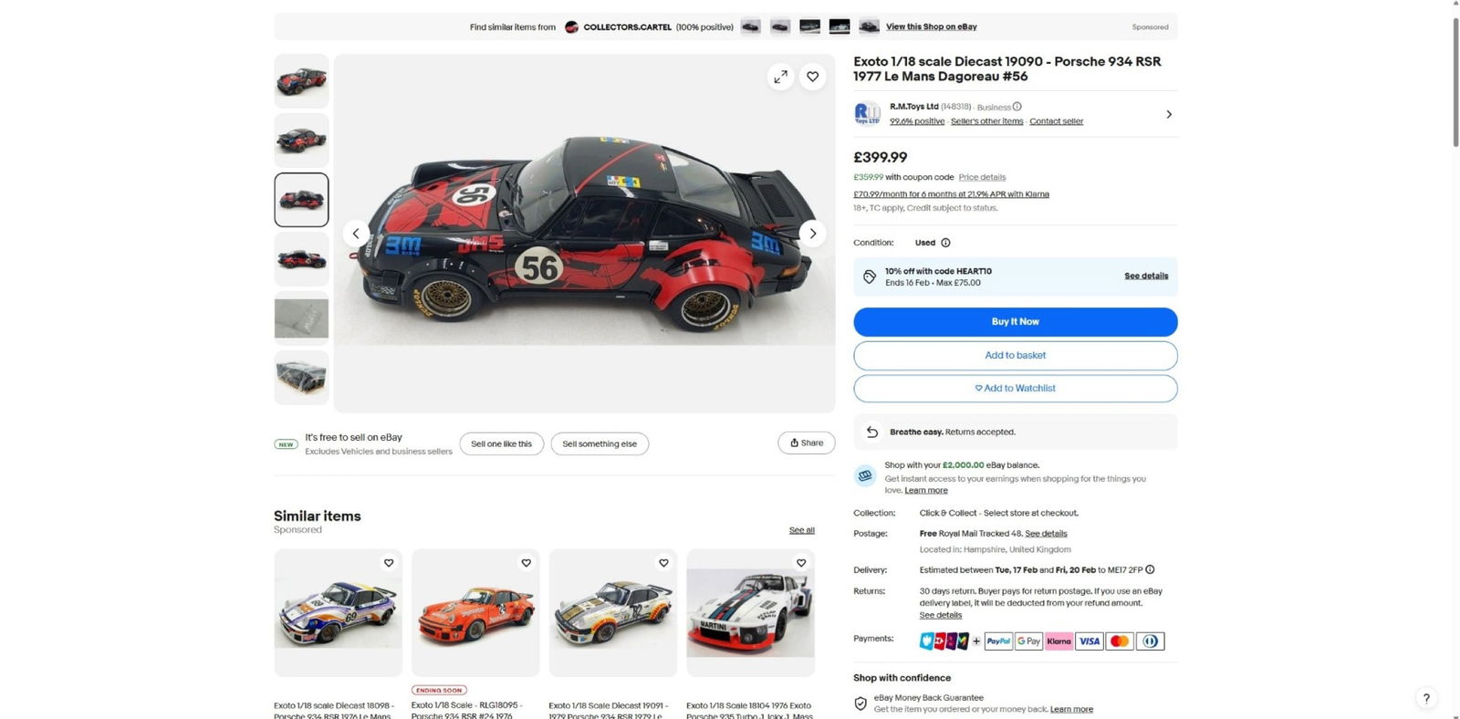 Exoto Racing Legends Porsche 934 RSR RN 56 1977 Le Mans 24 Hours-Rare Example - 3