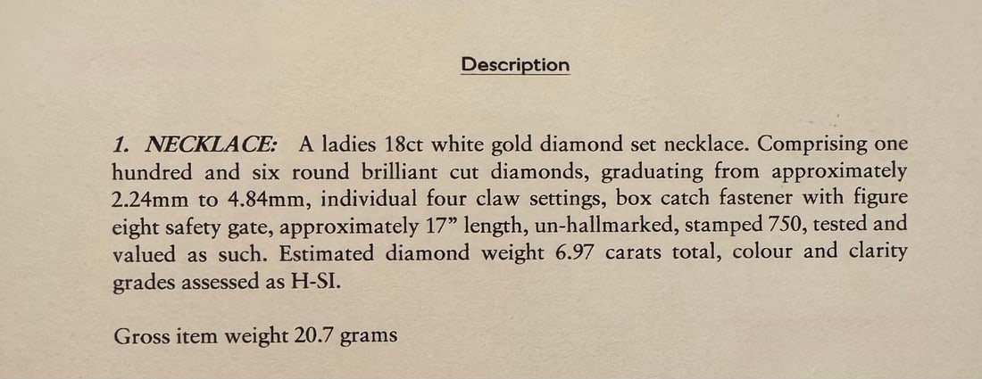 A Stunning Ladies Diamond 18Ct White Gold Necklace-Full Appraisal Included. - 3