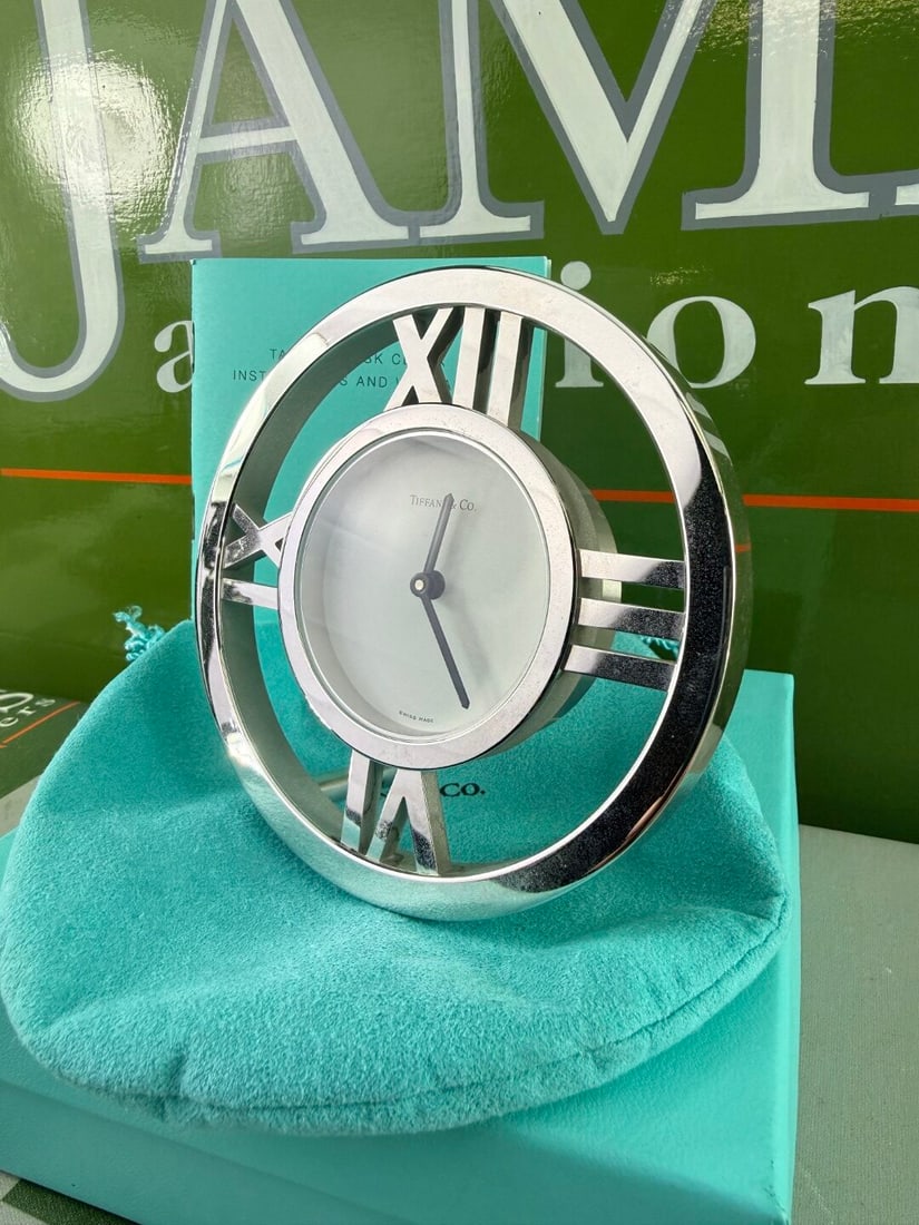 Tiffany & Co Large Atlas Edition Silver Tone Clock - 4