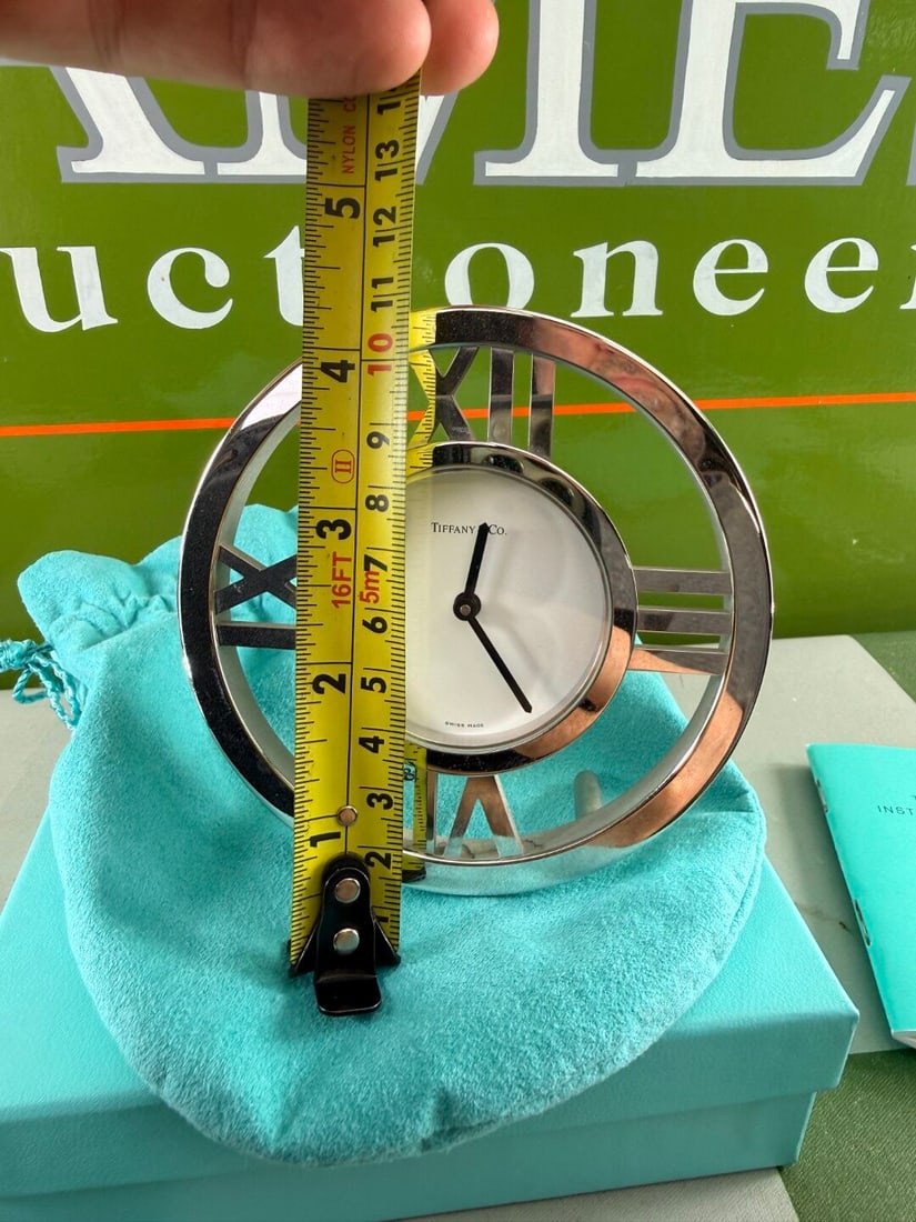 Tiffany & Co Large Atlas Edition Silver Tone Clock - 6