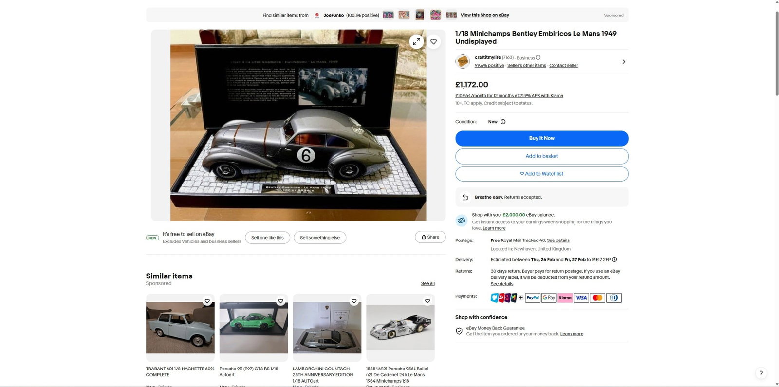 Minichamps 1:18 Scale `First Class Collection` Bentley Embiricos 1938 No.041 of 999 Pcs - 6