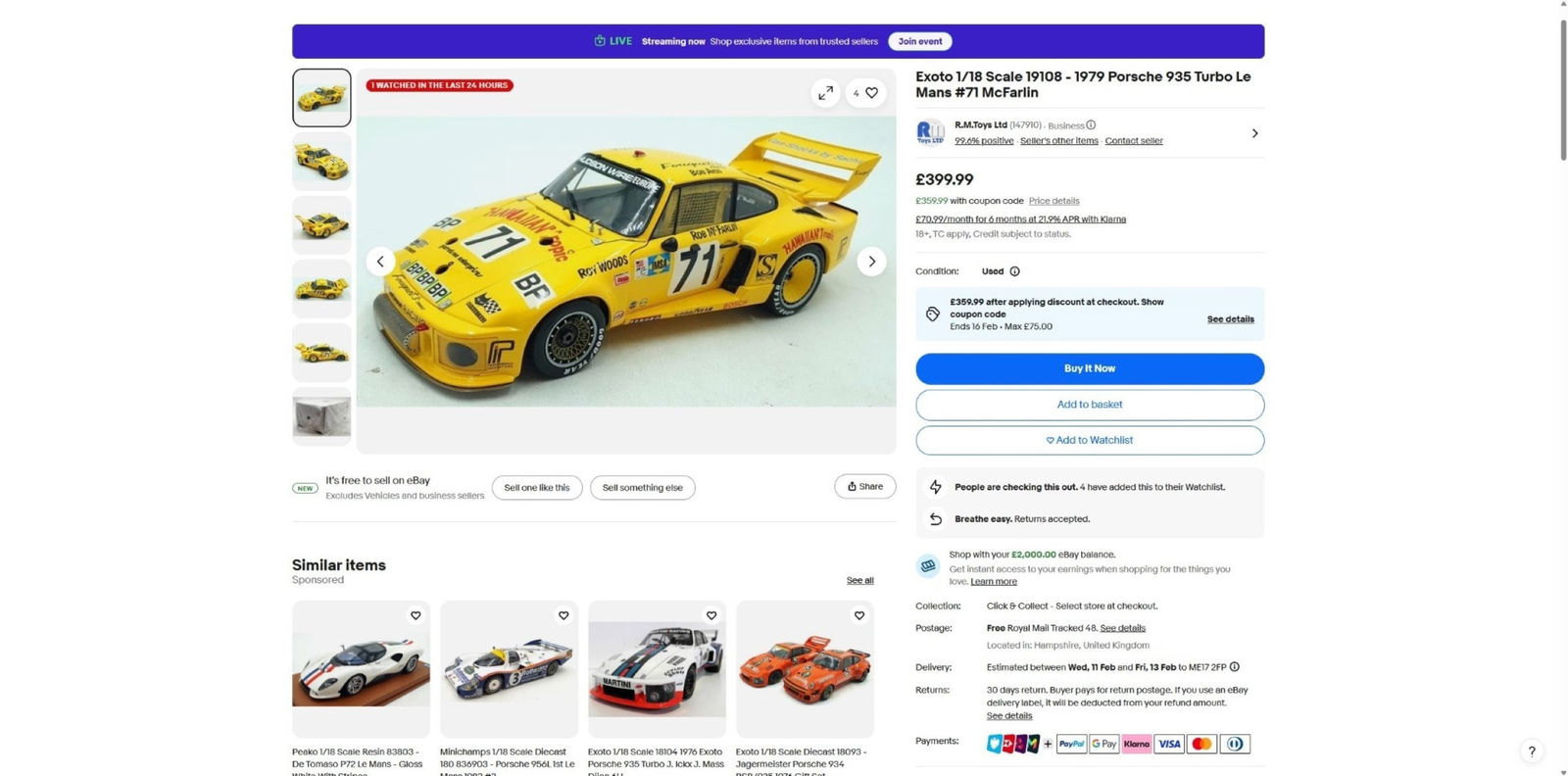 Exoto Racing Legends Porsche 935 RN 71 Hawaiian Tropic Le Mans 1979-Super Rare! - 7