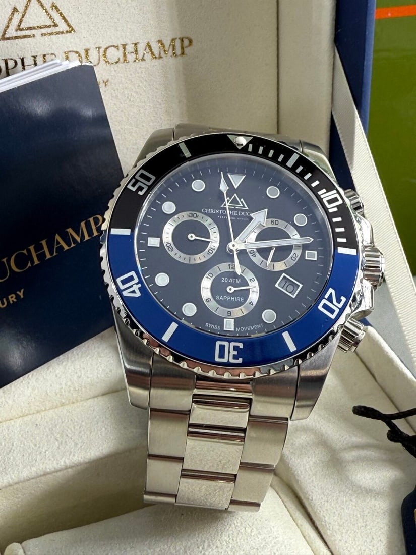 Christophe Duchamp Gent`s Marine Chronograph Watch 44mm Bezel Rrp £1750 - 3