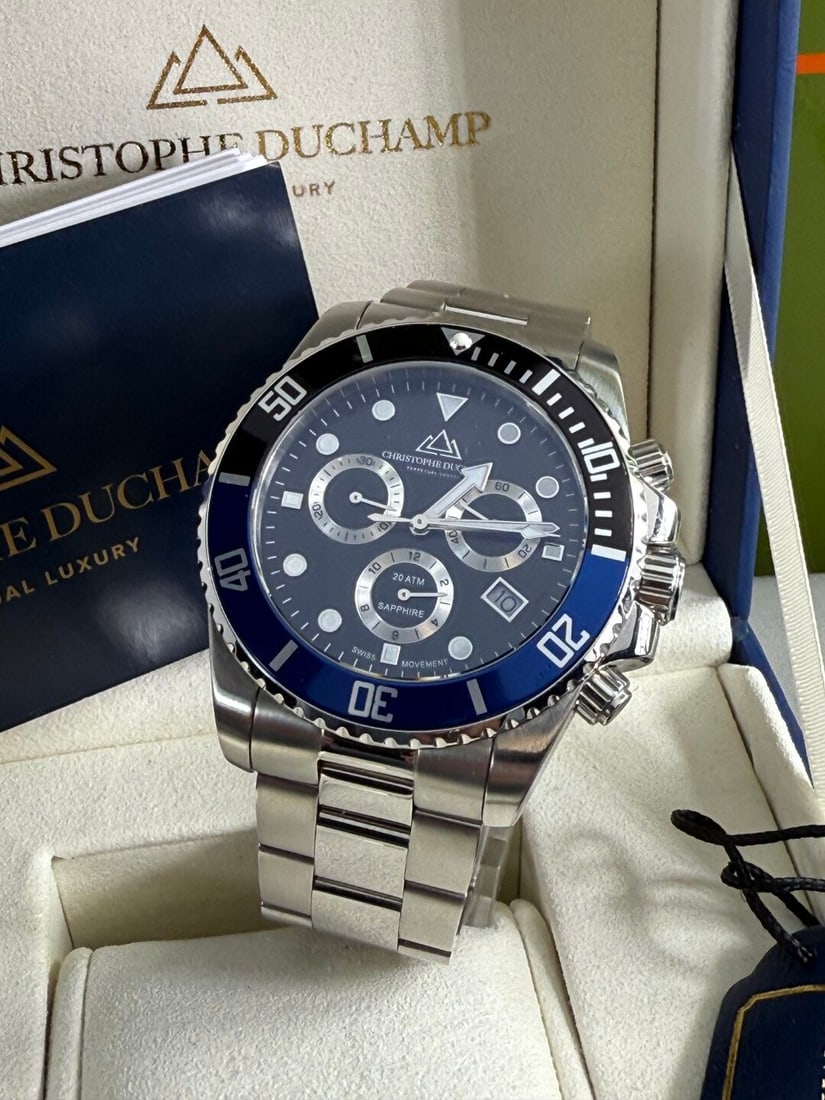 Christophe Duchamp Gent`s Marine Chronograph Watch 44mm Bezel Rrp £1750 - 9