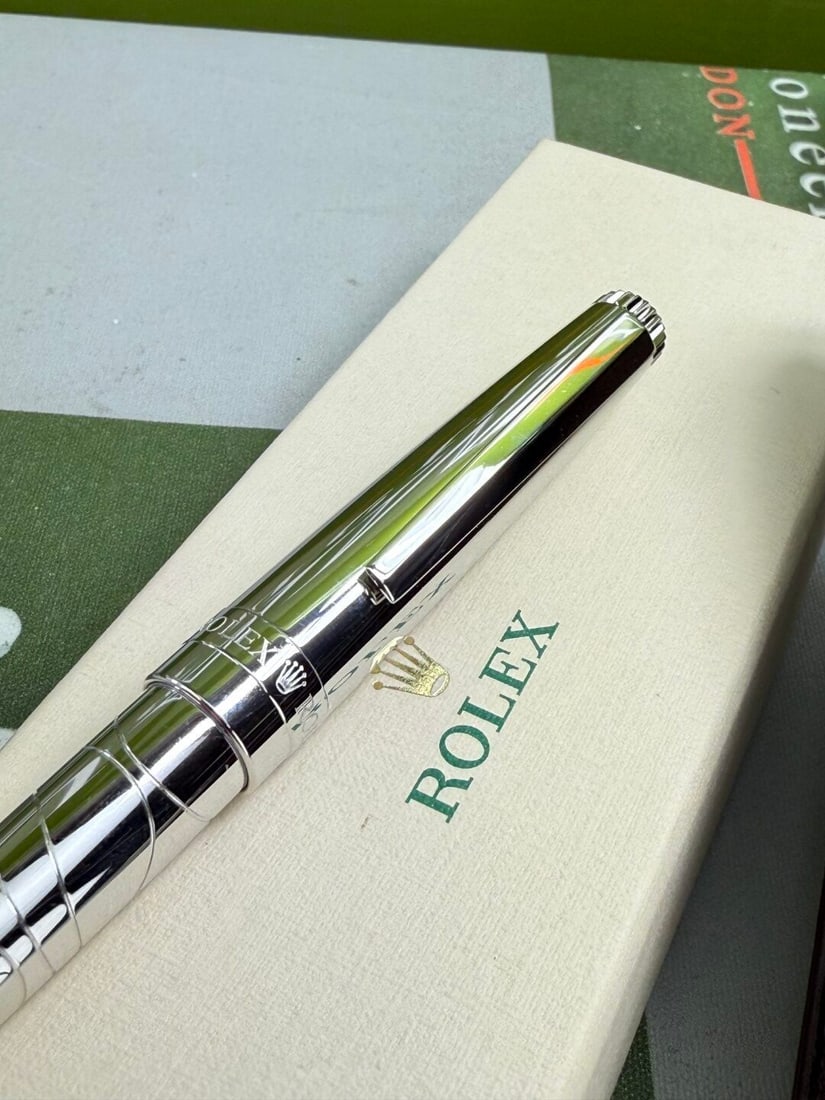 Official Rolex Merchandise Swirl Platinum Ballpoint Pen and Watch Travel Wallet Set - 5