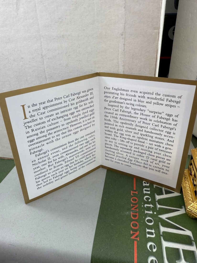 House Of Faberge 24 Carat Gold Imperial Jewelled Egg Chess Set,Unused Example - 10