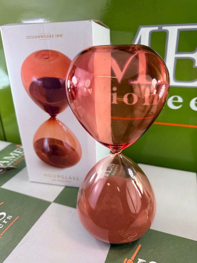 Design Ink Large Hour Glass-Rose Tinted Glass Display: Design Ink Large Hour Glass-Rose Tinted Glass Display