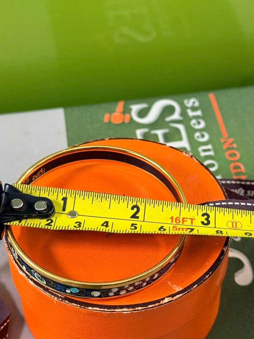 Hermes Paris Gold & Enamel Monogram Navy Bracelet - 5