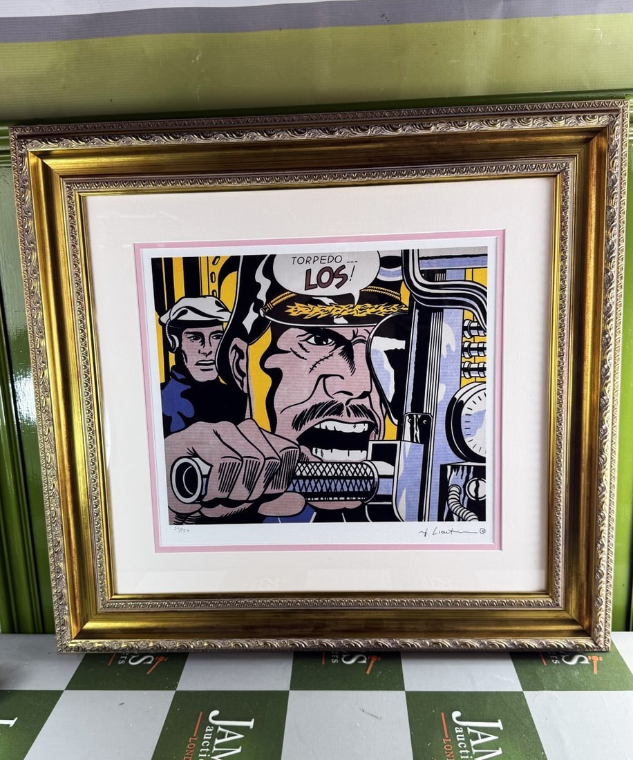 Roy Lichenstein (1923-1997)`Submarine` #50/150 Numbered Lithograph: Roy Lichenstein (1923-1997)`Submarine` #50/150, Professionally framed using museum quality perspex and double mount, gold finish ornate framed. Dimensions & number of limited print number run of
