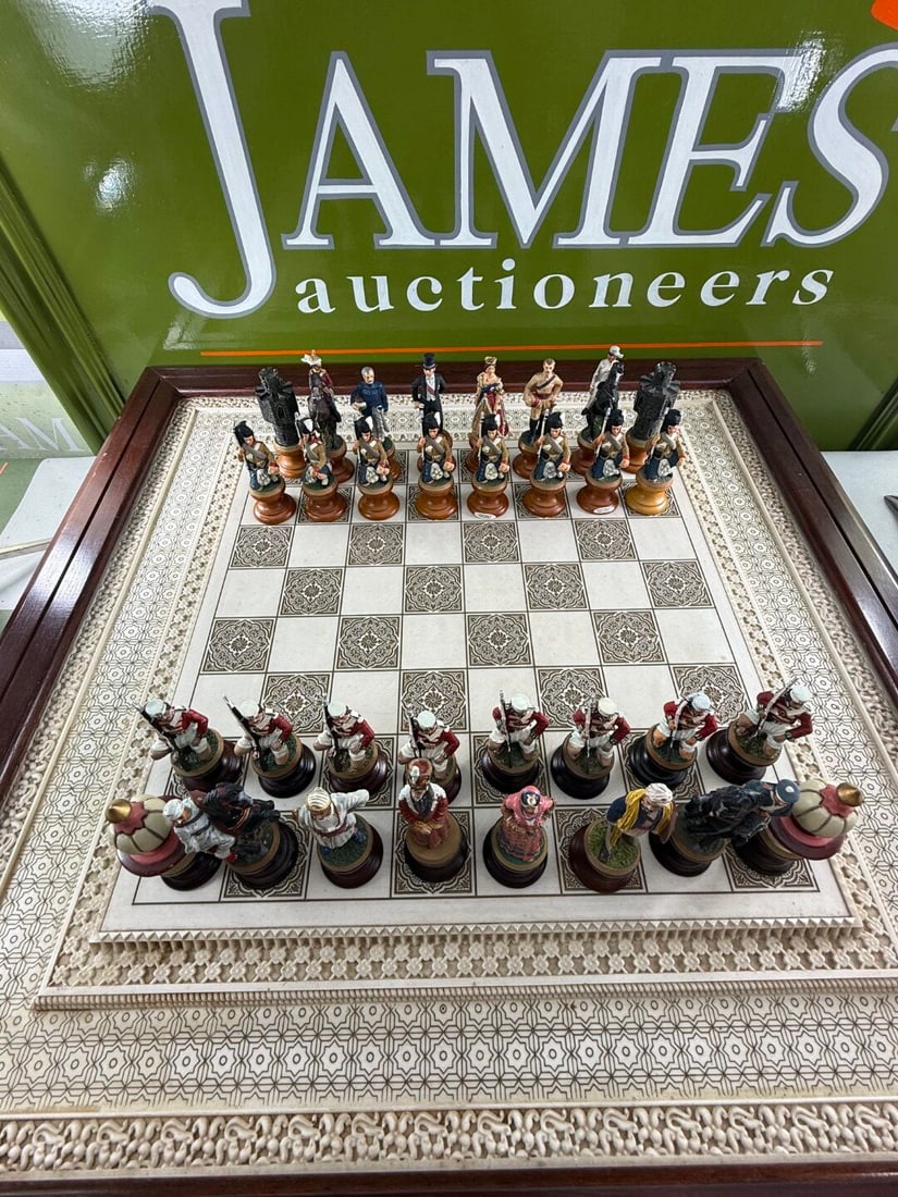 The Raj Hand Painted India-British War 1857 Game Chess With Table - 6