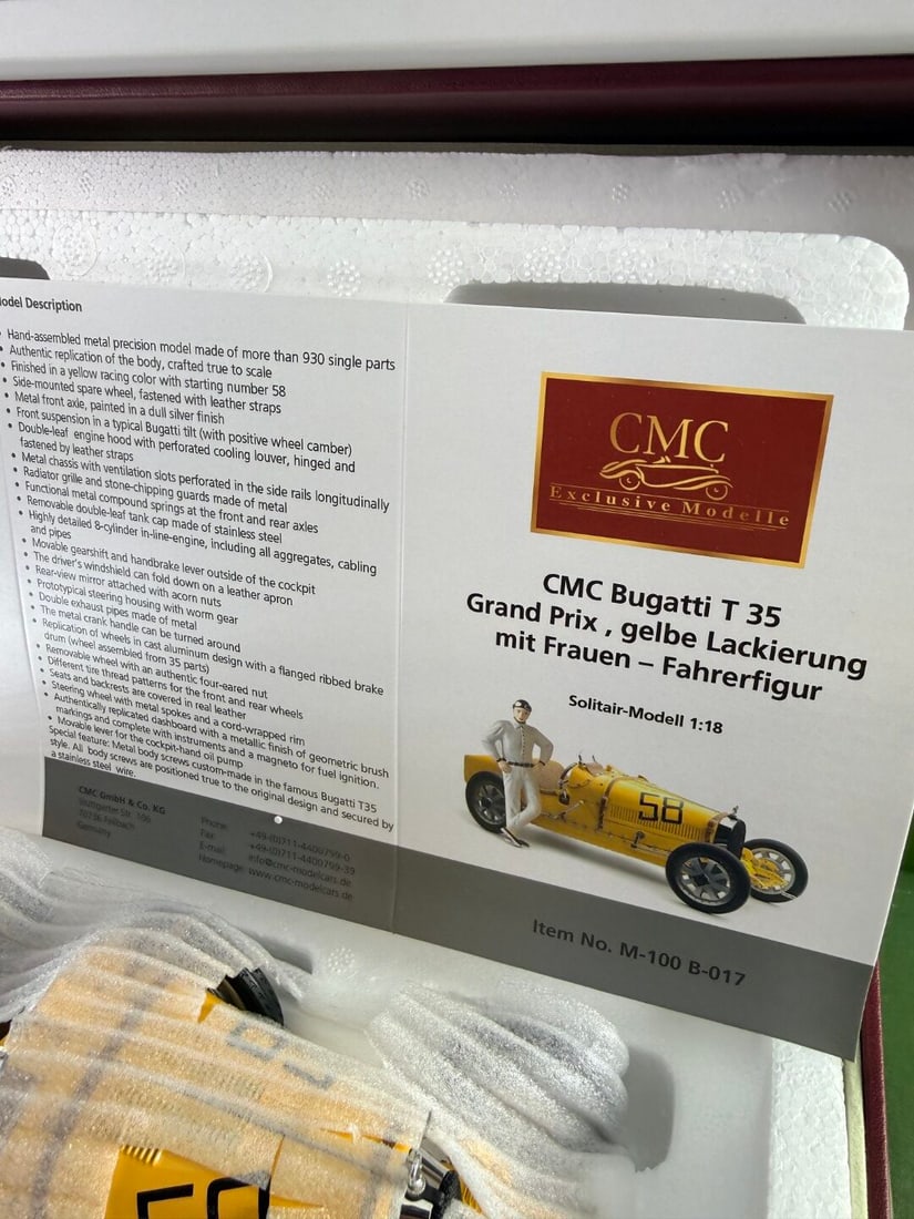 CMC 1/18 Scale Bugatti Type 35 Grand Prix, M-100-017-Very Rare complete Example. - 8