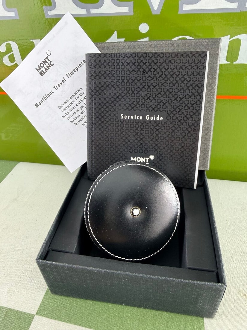 Montblanc Desk / Travel Clock In Leather Case - 2