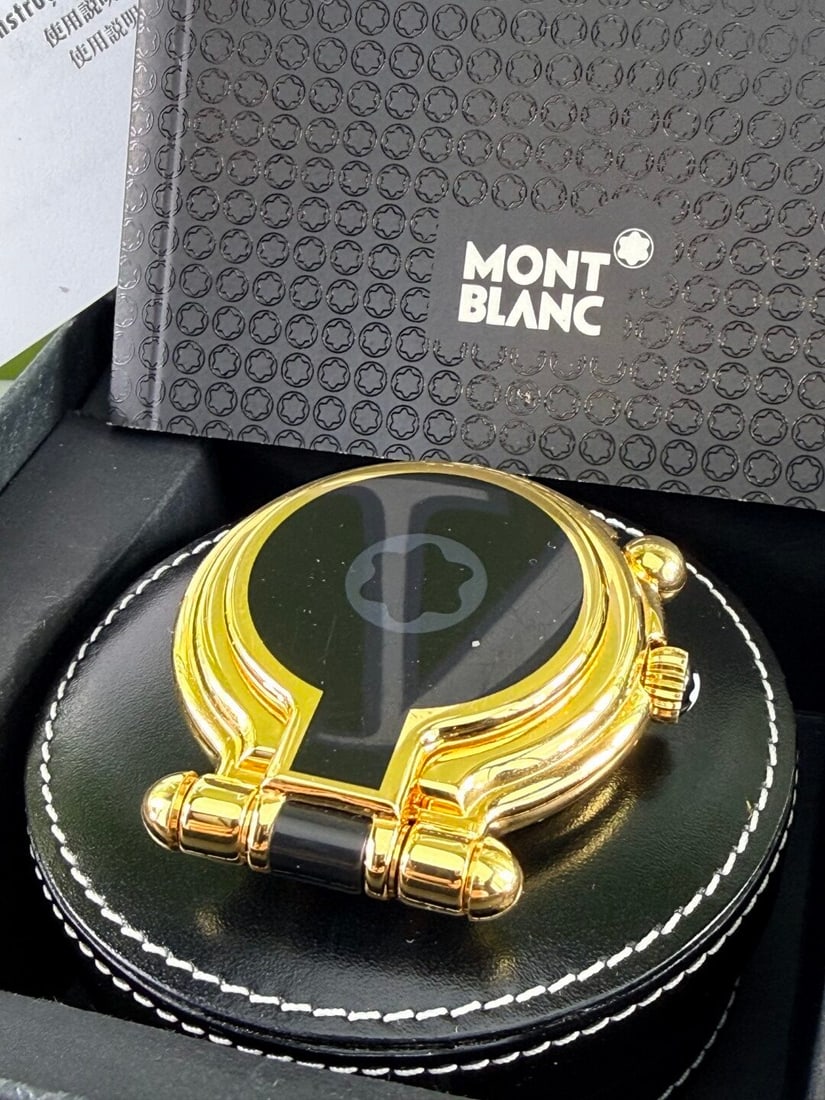 Montblanc Desk / Travel Clock In Leather Case - 6