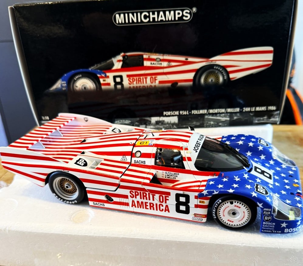 Minichamps 1/18 Porsche 956L Stars & Stripes Follmer/Morton/Miller 24H Le Mans 1986 - 2