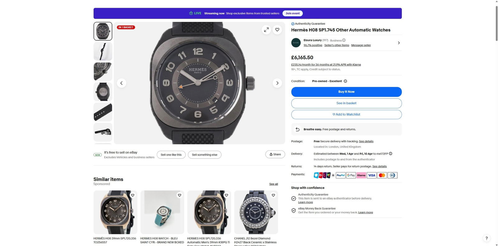 Herms Paris Mens H08 SP1.741a Titanium Edition RRp £6k - 8