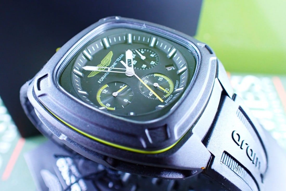 Aston Martin Official Mercandise F1 Team-Chronograph Watch, Black Carbon Edition, - 2