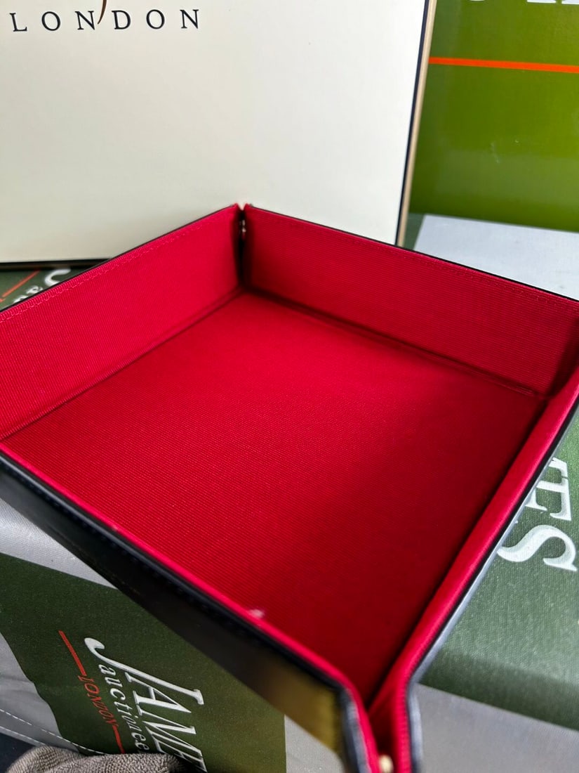 SOLD VIA BUY IT NOW-PLEASE DO NOT BID-Aspinal of London- Leather Grain Finish Trinket Tray- - 2
