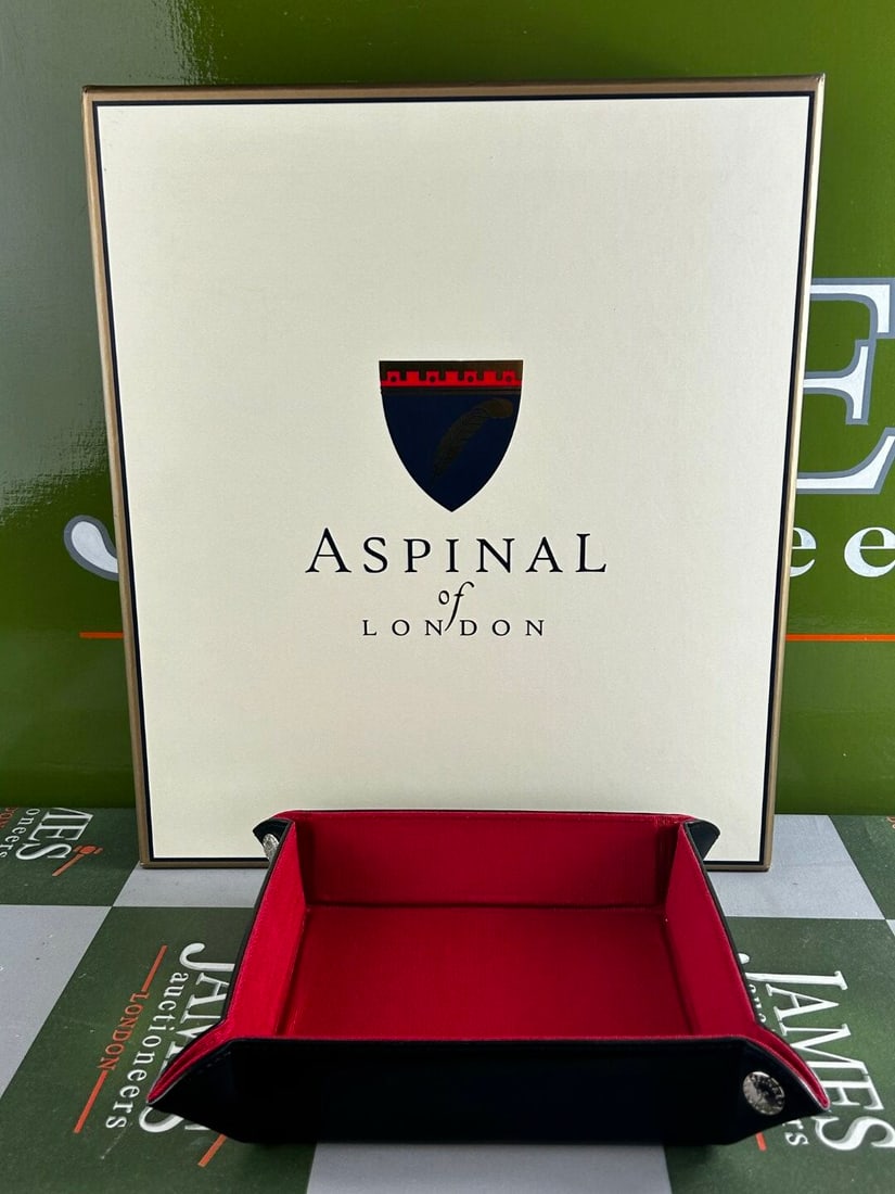 SOLD VIA BUY IT NOW-PLEASE DO NOT BID-Aspinal of London- Leather Grain Finish Trinket Tray- - 5