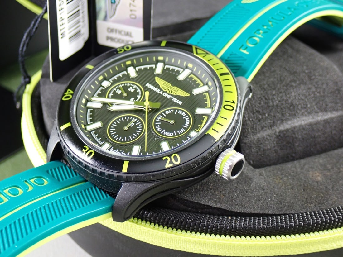 Aston Martin Official Mercandise F1 Team Chronograph Watch, Black/Aqua. - 5