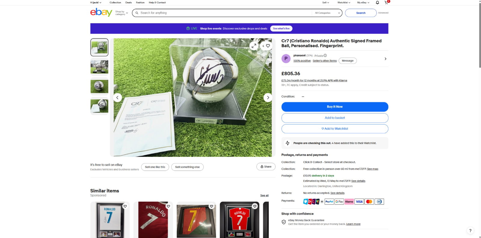 CR7 (Cristiano Ronaldo) Signed Ball & COA- Football Interest. - 5