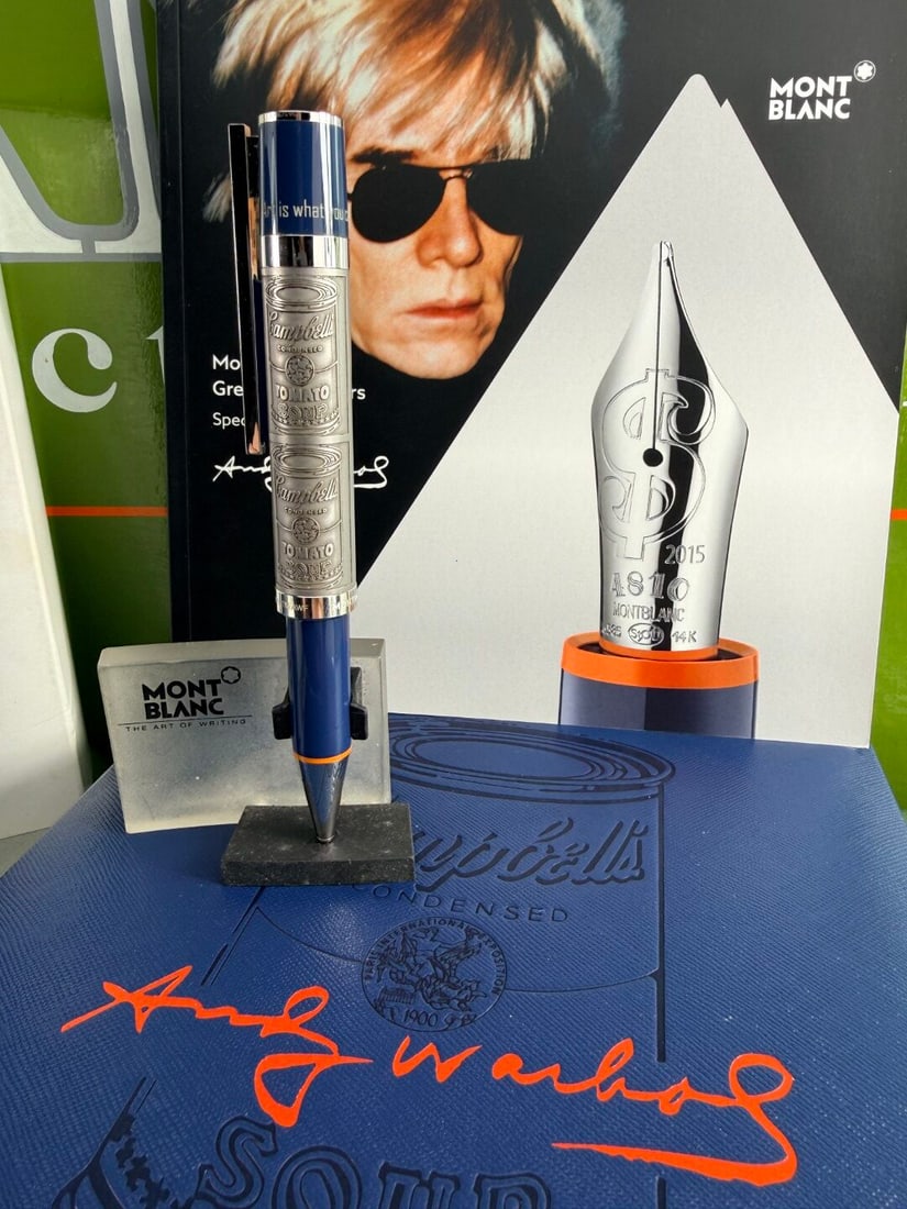 Montblanc Special Edition-Icon Series-Andy Warhol: Montblanc Special Edition-Icon Series-Andy Warhol, ballpoint. mint example as pictured with famous die cast Campbells soup design on pen, original booklet etc.