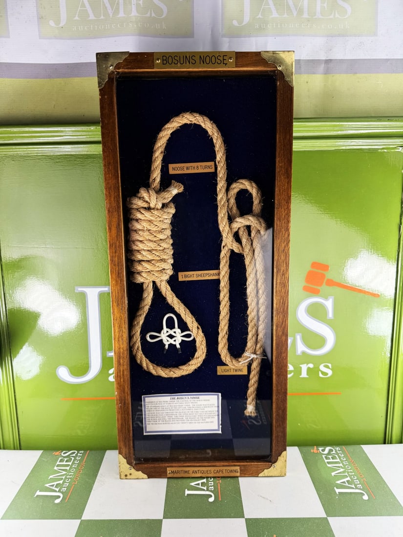 Maritime Antique Capetown Bosun`s Noose Montage: Maritime Antique Capetown Bosun`s Noose Montage, professionally framed example , interesting historical maritime display. Dimensions displayed.