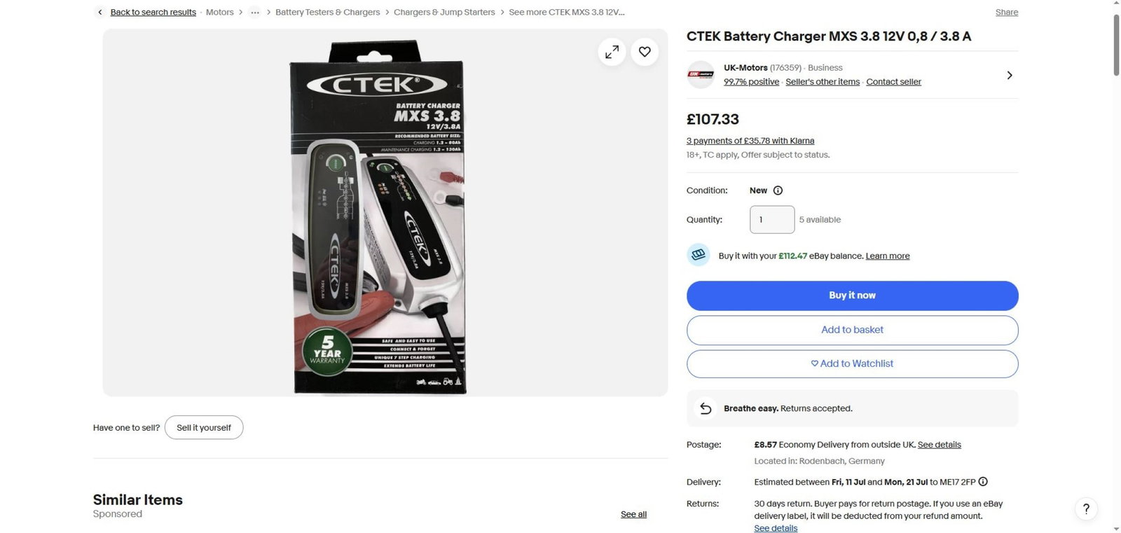 Ctek Mxs 3.8 Car-Motorbike Battery Charger - 3