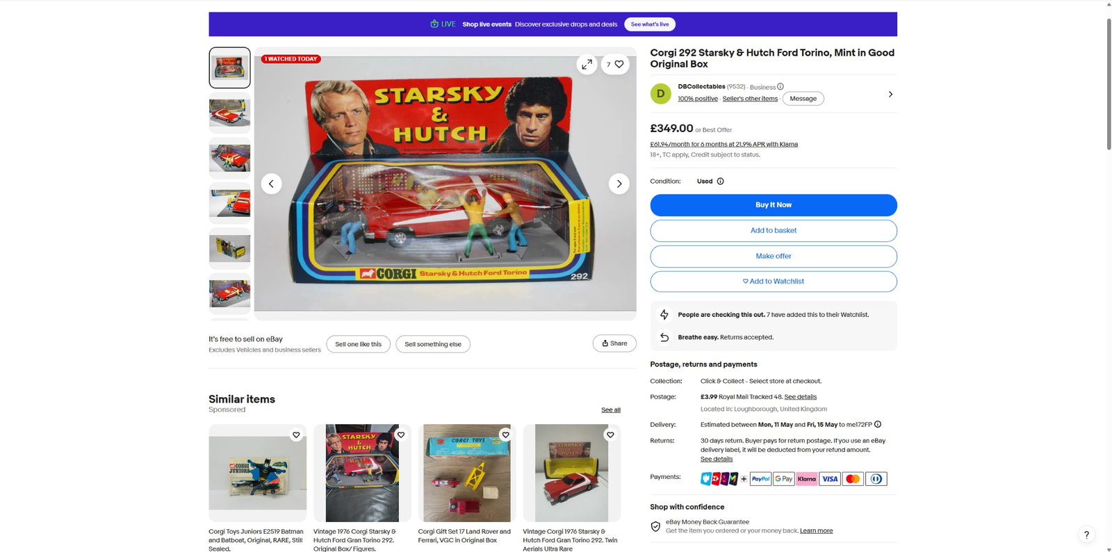 Corgi-1977 Dated Starsky & Hutch Ford Gran Torino # 292 - 6