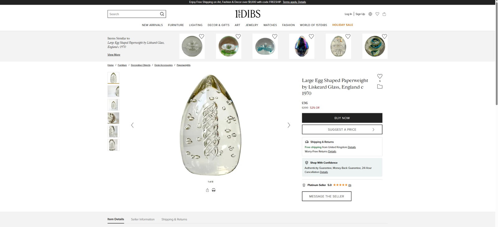 Large Egg Shaped Paperweight by Liskeard Glass, England c 1970 - 3