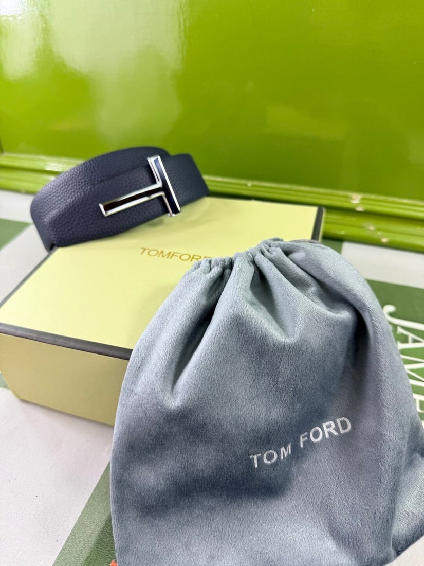 Tom Ford Calf Leather T Icon Buckle Belt 100cm-Made In Italy - 2