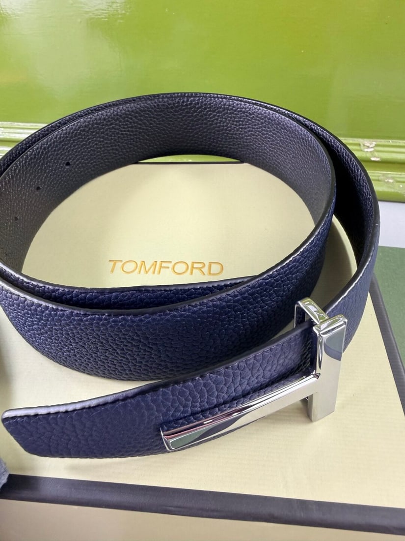 Tom Ford Calf Leather T Icon Buckle Belt 100cm-Made In Italy - 7