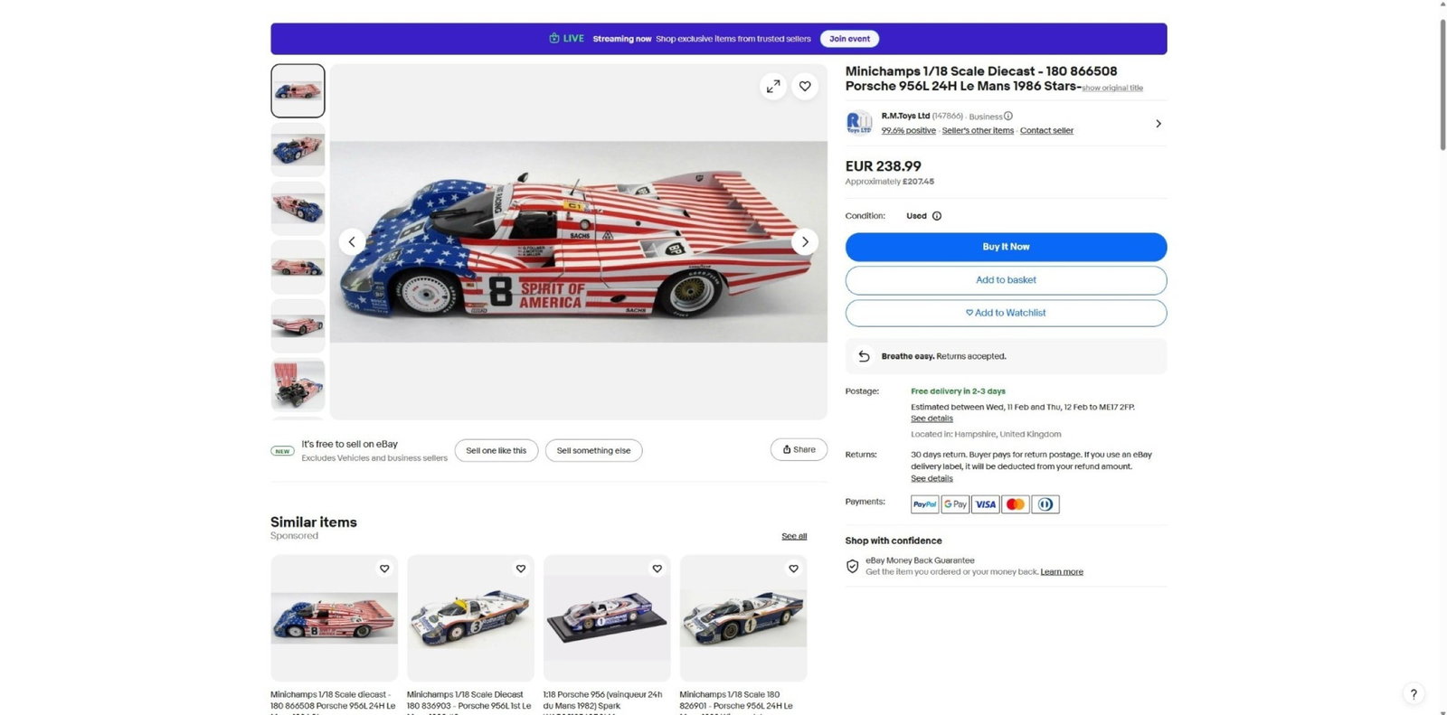 Minichamps 1/18 Porsche 956L Stars & Stripes Follmer/Morton/Miller 24H Le Mans 1986 - 6