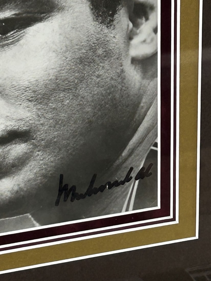 Muhammad Ali Signed Montage Everlast Glove/Picture and Dipped Gold Face Cast - 3