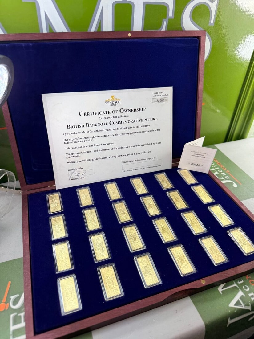 2023 Windsor Mint British Banknote Commemorative 24 K Gold Plated Ingots - 7