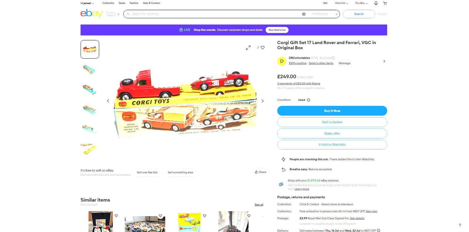 Boxed Corgi Gift Set Number 17, A Land-Rover With Ferrari Racing Car On Trailer - 3