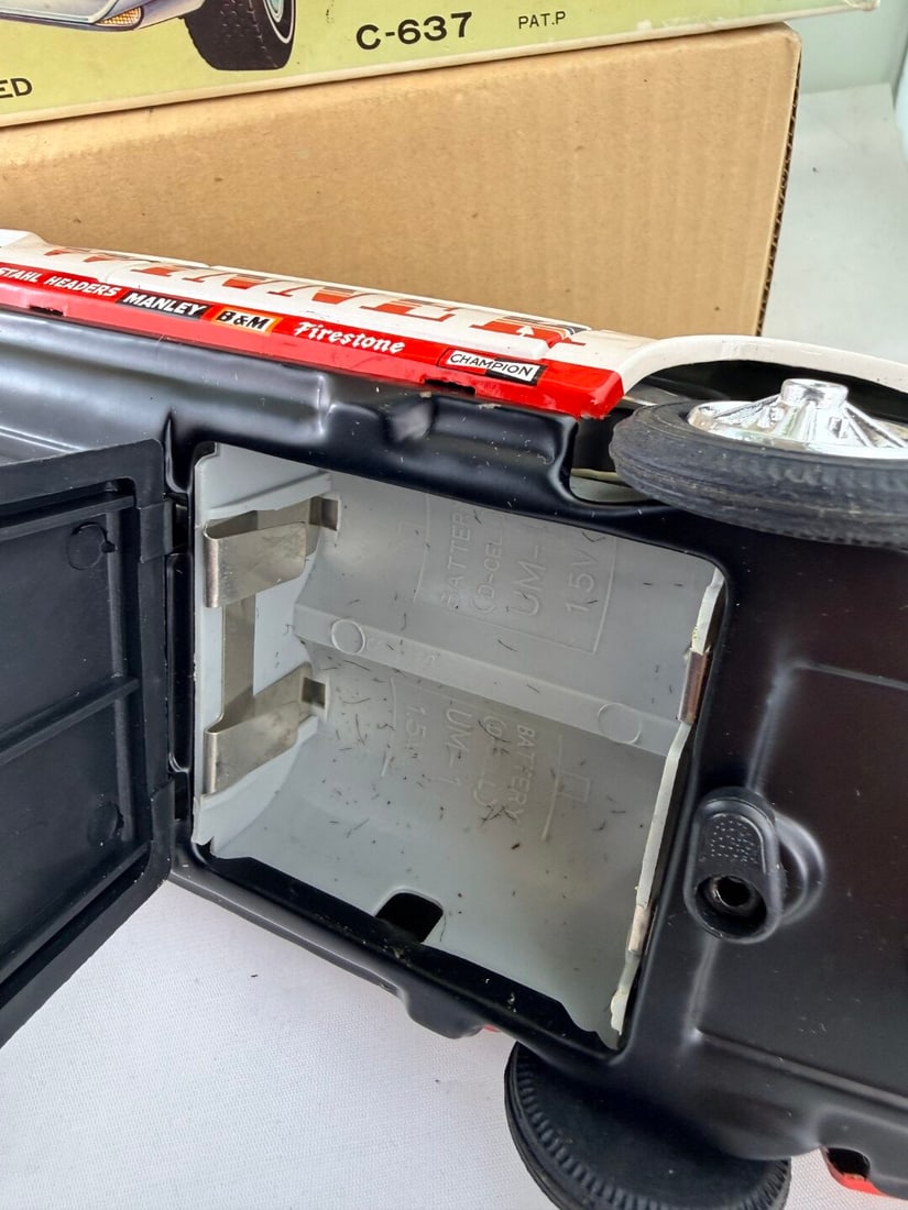 Boxed Vintage Japanese Tinplate Battery Operated Rusher Car Z28 Camaro Circa 1960s - 10