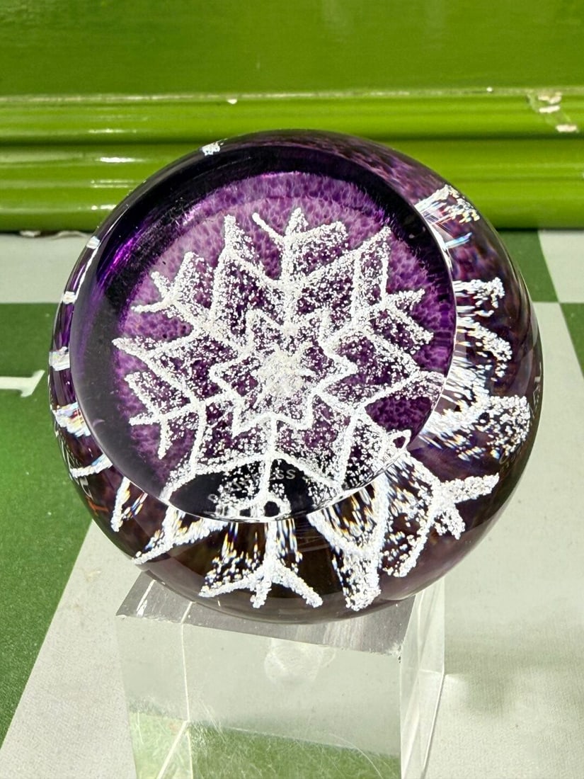 Vintage Glass Paperweight Snow Flake Edition - 2