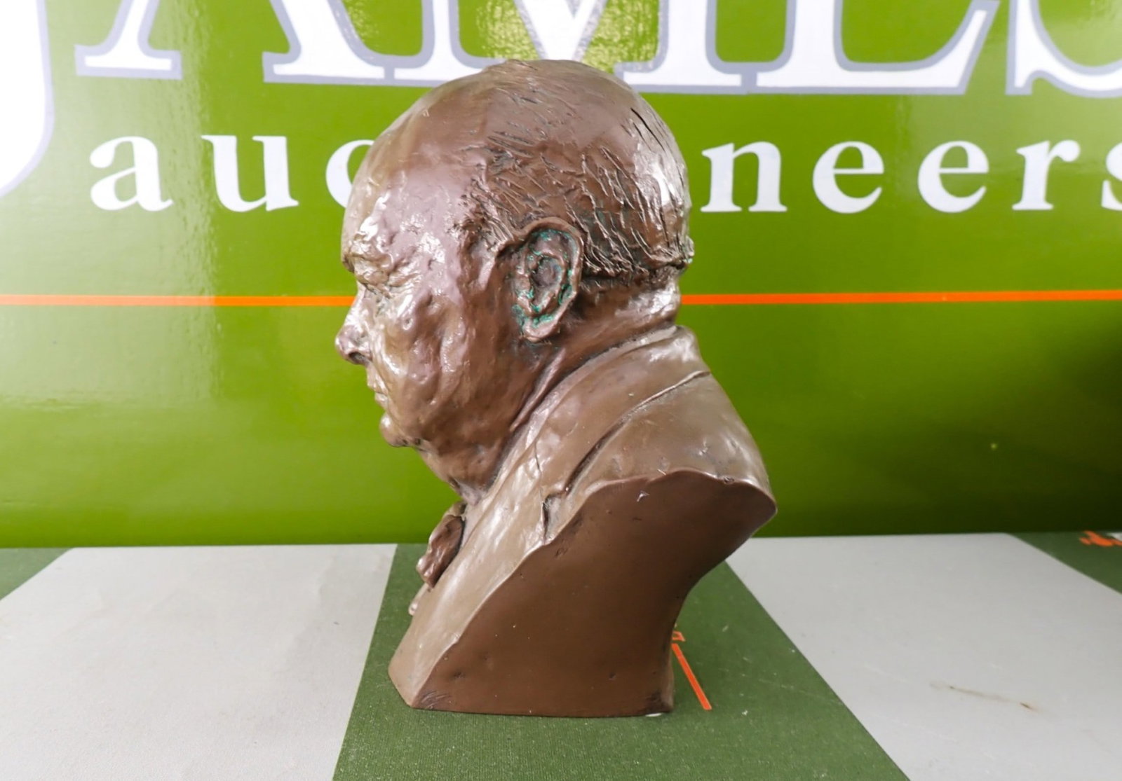 Metal Sculpture Bust of Winston Churchill by Elizabeth Sharp - 2