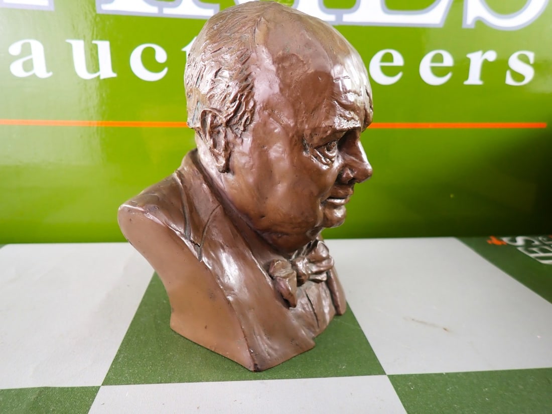 Metal Sculpture Bust of Winston Churchill by Elizabeth Sharp - 4