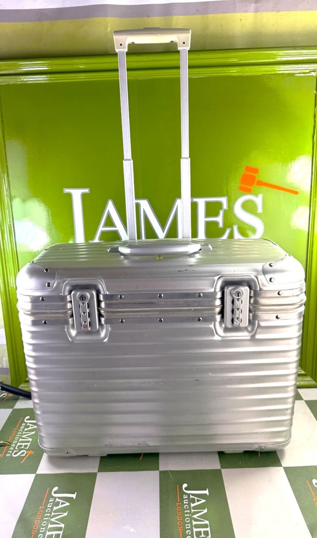 Rimowa Flight Bag Suitcase Trolley: Rimowa Flight Bag Suitcase Trolley, classic example finished in the famous Aluminium-Stainless finish, designed for carry on size flying, circa 2011 model with certificate included, internal pockets