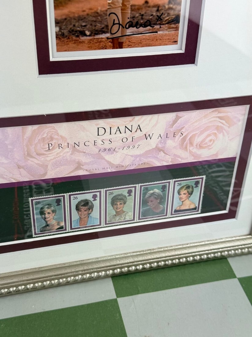 Princess Diana Picture Royal Mail Stamp Montage Professionally Framed - 3
