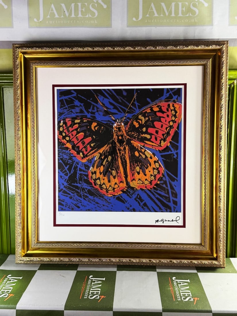 Andy Warhol-(1928-1987) Butterfly Numbered Lithograph #7/100: Andy Warhol-(1928-1987) "Butterfly" Numbered Lithograph #7/100- Professionally framed using museum quality perspex and double mount, gold finish ornate framed. Dimensions & number of limited print