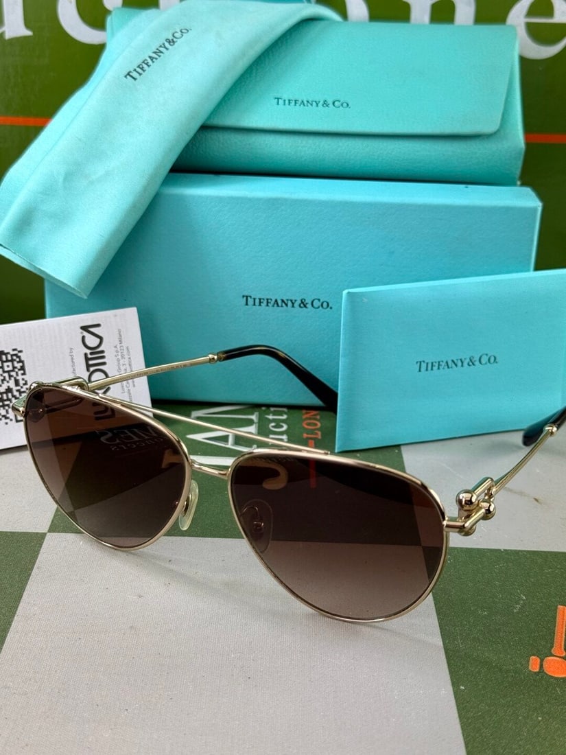 Tiffany & Co. Aviator Gold & Green Classic Sunglasses - 2
