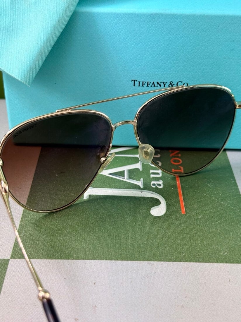Tiffany & Co. Aviator Gold & Green Classic Sunglasses - 6
