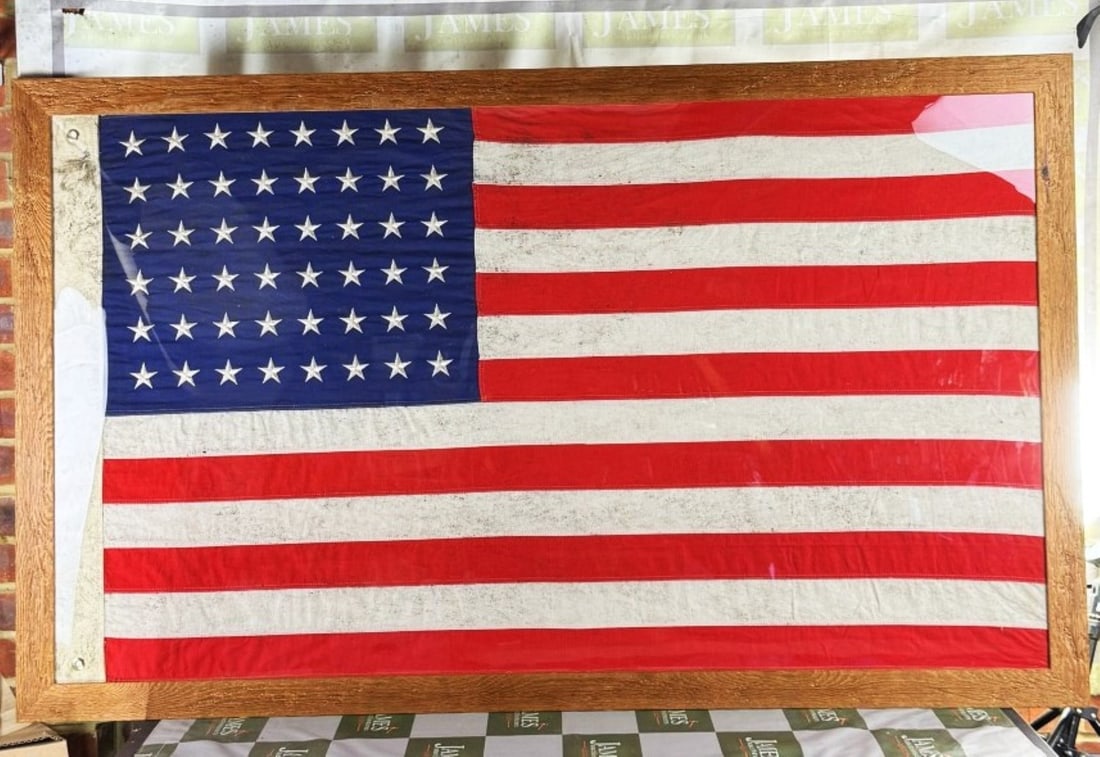 WW2 American U.S. Marines Flag Dated 1942 Multi-Piece Flag-Professionally Framed (1 of 11)