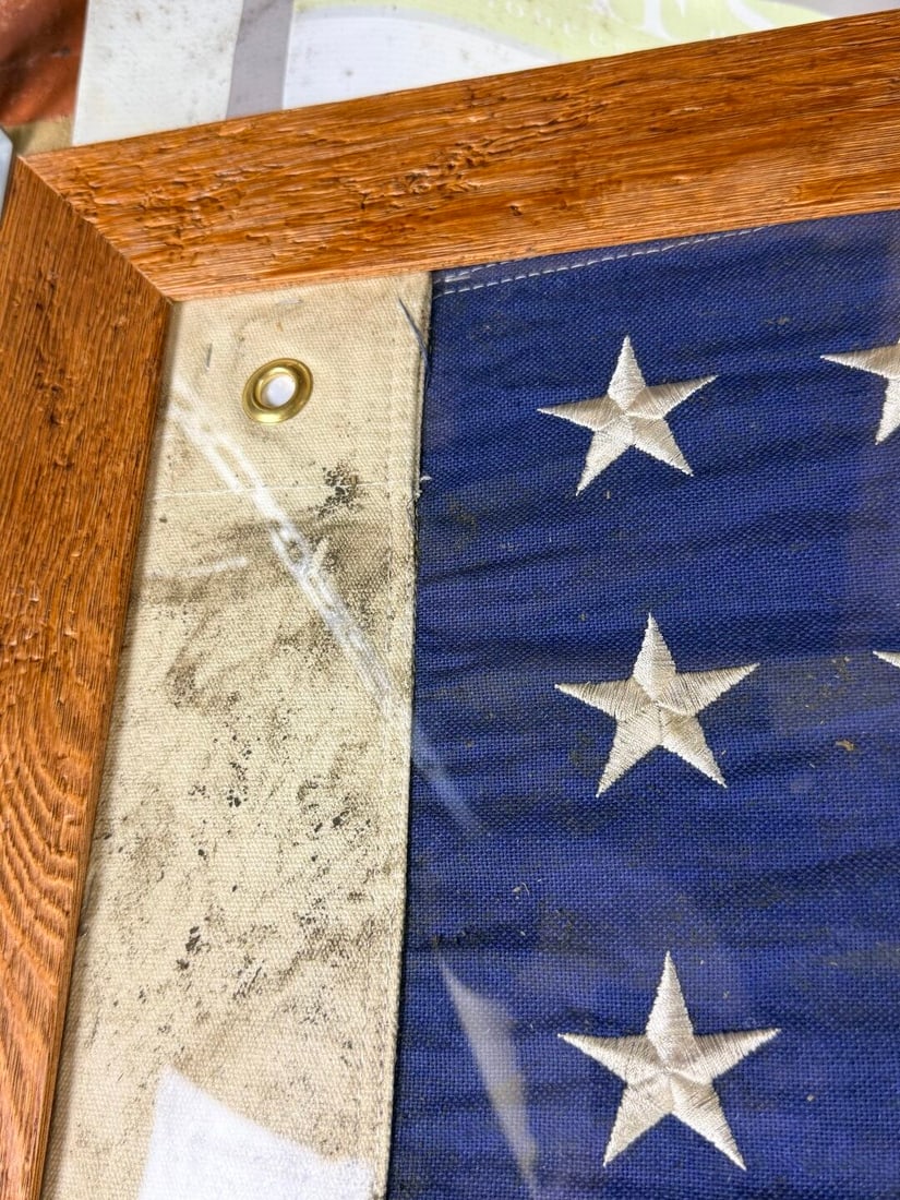WW2 American U.S. Marines Flag Dated 1942 Multi-Piece Flag-Professionally Framed - 9