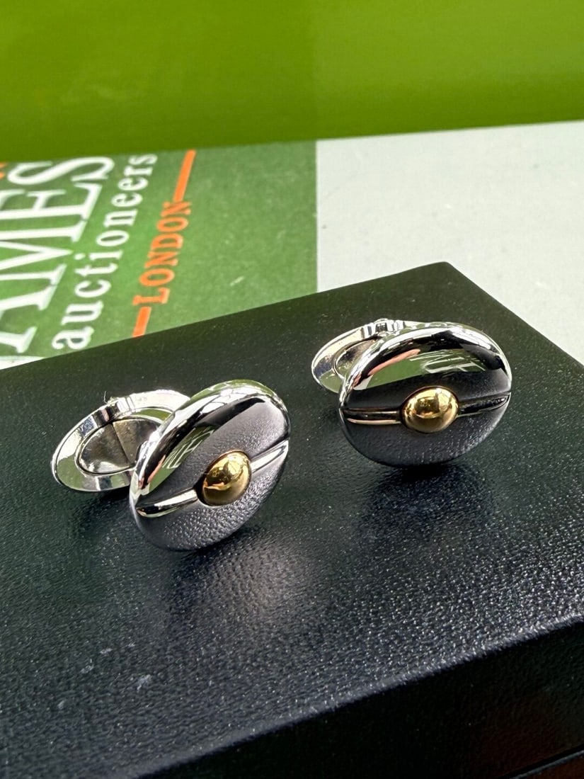 Dunhill London Vintage Silver & Gold Tone GT Circle Cufflinks. - 4