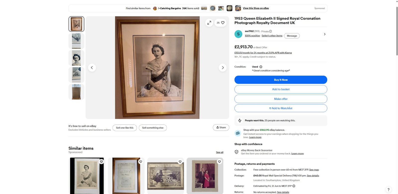 Queen Elizabeth II -Vintage Lithograph Signed Elizabeth R Dated 1956- Wilding (Dorothy) Portrait - 10