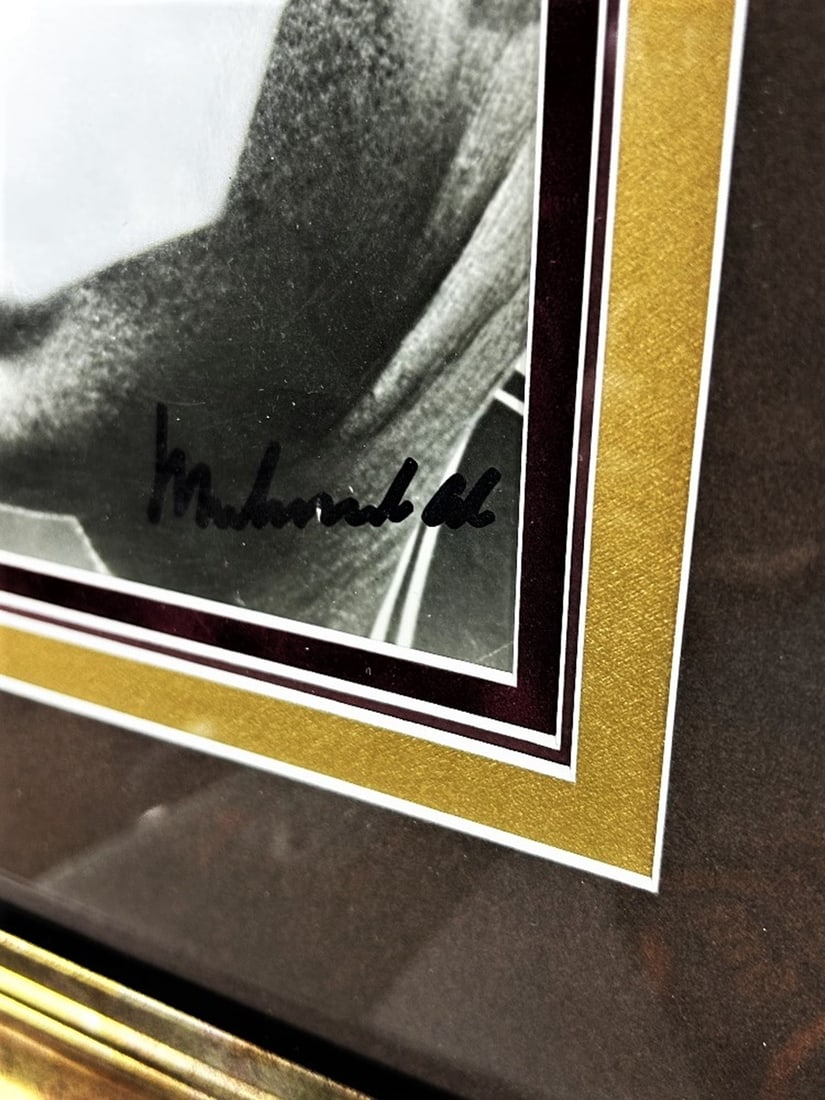 Muhammad Ali Signed Montage Everlast Glove/Picture and Dipped Gold Face Cast - 9