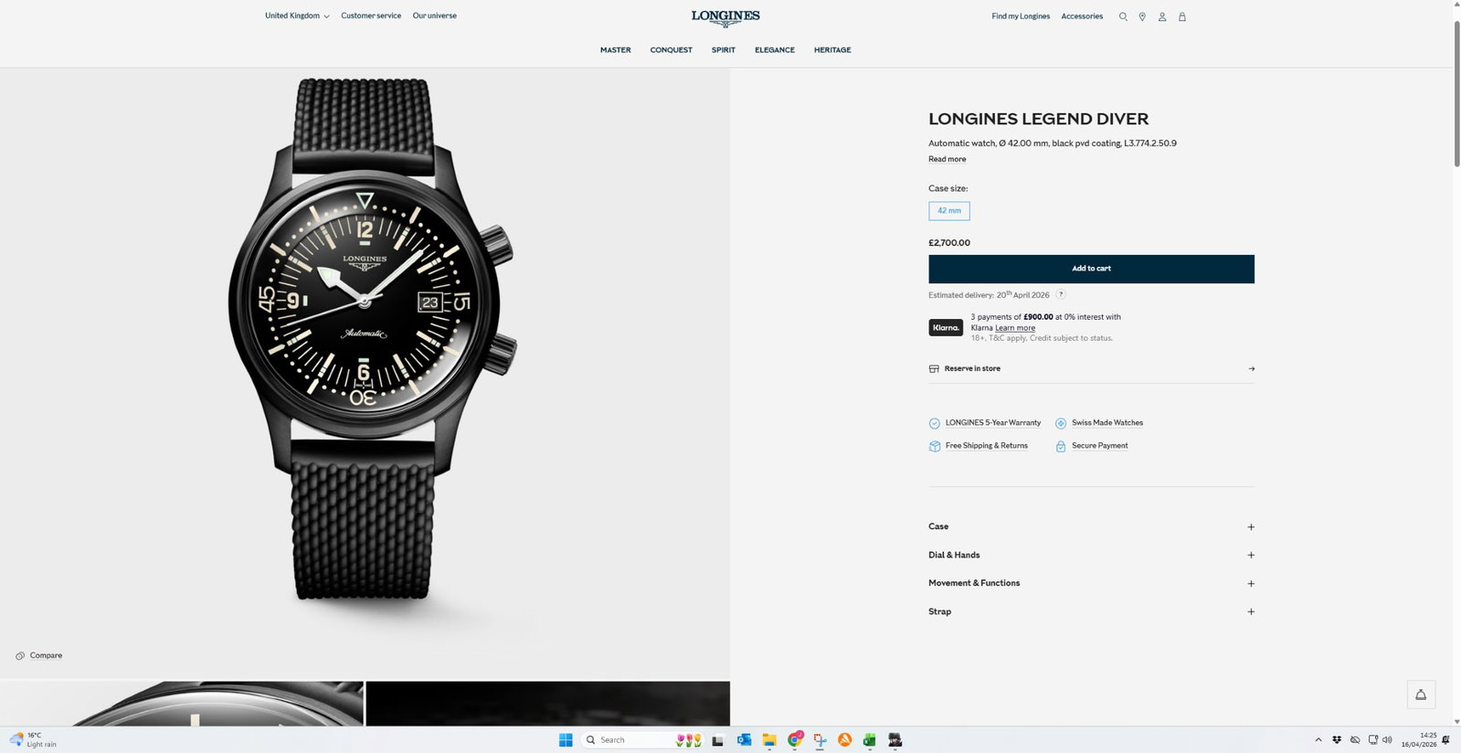Longines Legend Diver Mens 42 M`Black Edition` Rrp GBP 2700 - 4